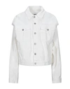 Mm6 Maison Margiela Off-white Denim Collarless Jacket In White