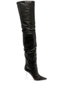 Amina Muaddi Olivia Leather Over-the-knee Boots In Black