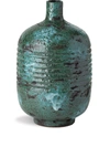 Nuove Forme Embossed Stripe Ceramic Vase In Blue