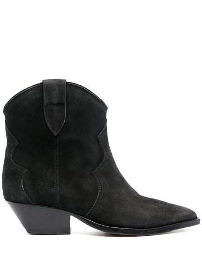 Isabel Marant Gray Dewina Ankle Boots In Black