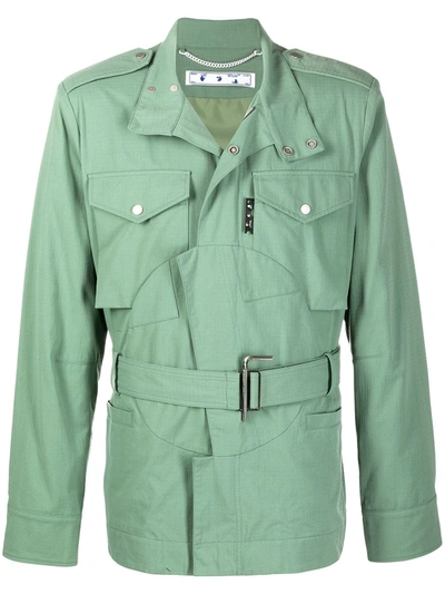 Off-white Belted Military Jacket In Green