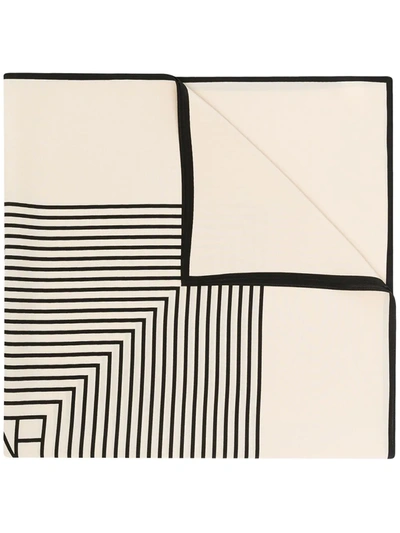 Totême Stripe Print Scarf In Creme Monogram