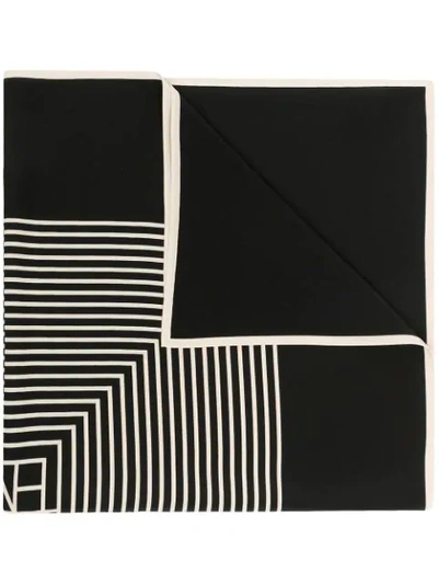 Totême Black Venezia Striped Silk Scarf