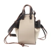 Loewe Hammock Small Drawstring Linen And Leather Bag In Light Oat Black