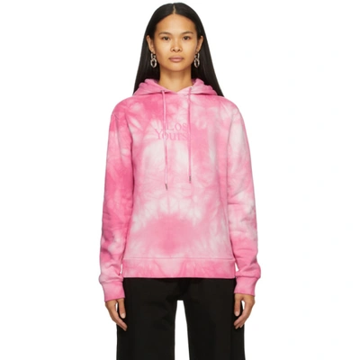 Rabanne Peter Saville Printed Tie-dyed French Cotton-terry Hoodie In Pink