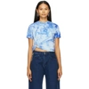 Rabanne + Peter Saville Knotted Printed Tie-dyed Cotton-jersey T-shirt In P430 Blue