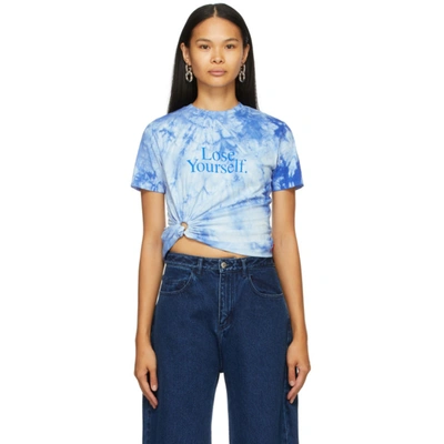 Paco Rabanne Lose Yourself Gathered Tie-dye T-shirt In Light Blue