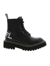 Karl Lagerfeld Troupe Brush-logo Combat Boots In Black