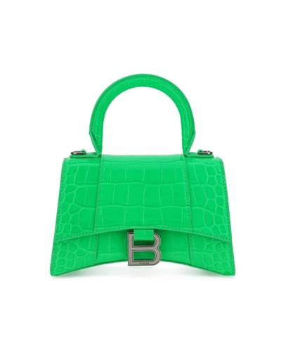 Balenciaga Hourglass Xs Top Handle Bag In Green