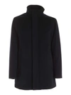 EMPORIO ARMANI VIRGIN WOOL AND CASHMERE COAT IN BLUE