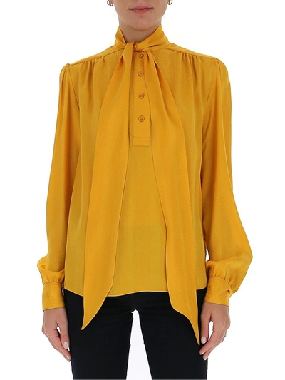 Saint Laurent Loose Fit Shirt In Yellow