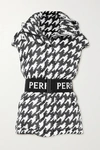 PERFECT MOMENT HOODED BELTED QUILTED HOUNDSTOOTH DOWN SKI VEST