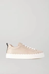 CHLOÉ LAUREN SCALLOPED LEATHER SNEAKERS
