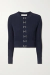 DION LEE CROPPED RIBBED-KNIT CARDIGAN