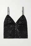 ROTATE BIRGER CHRISTENSEN CYNDY CROPPED SEQUINED TULLE CAMISOLE