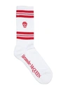Alexander Mcqueen White & Red Stripe Skull Sport Socks In Red
