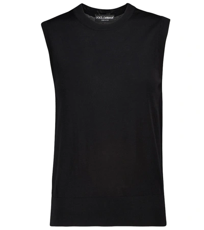 Dolce & Gabbana Round-neck Wool Tank Top In Black
