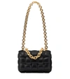 Bottega Veneta Cassette Chain-embellished Padded Intrecciato Leather Shoulder Bag In Black