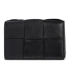 Bottega Veneta Cassette Intrecciato-leather Tri-fold Wallet In Black