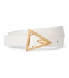 Bottega Veneta Calfskin With Signature Triangular Buckle Belt In White