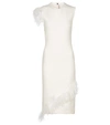 CHRISTOPHER KANE FEATHER-TRIMMED WOOL-BLEND DRESS,P00528488