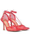 Bottega Veneta Lace-up Leather-trimmed Mesh Pumps In Red