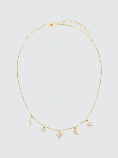 Adina's Jewels - Verified Partner Pave Multi Charms Necklace In Gold