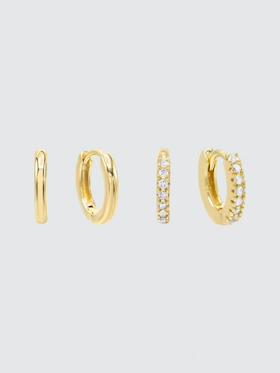Adina's Jewels - Verified Partner Mini Huggie Earring Combo Set In Gold