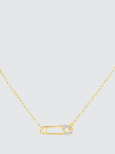 Adina's Jewels - Verified Partner Cz Safety Pin Necklace In Gold