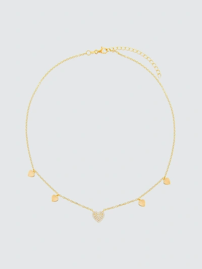 Adina's Jewels - Verified Partner Pave X Solid Hearts Necklace In Gold