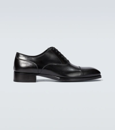 Tom Ford Men's Cap-toe Leather Lace-up Shoes In Black