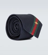 GUCCI SILK TIE WITH BEE WEB,P00533445