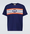 Gucci Blue Interlocking G Stripe Print T-shirt In Blue