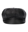 DOLCE & GABBANA LEATHER BAKER BOY CAP,P00478209