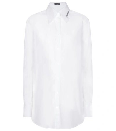 Dolce & Gabbana White Poplin Embroidered Poplin Shirt