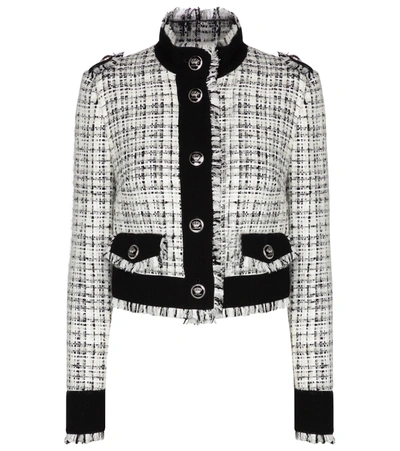 Dolce & Gabbana Cropped Tweed Jacket In White