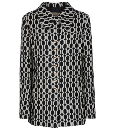 Gucci Geometric-pattern Chenille Blazer In Black