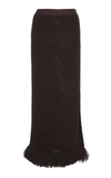 Bottega Veneta Women's Fringed Cotton-blend Knit Midi Skirt In Brown