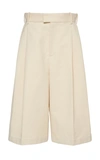 Bottega Veneta Sanded Double Cotton Long Shorts In White