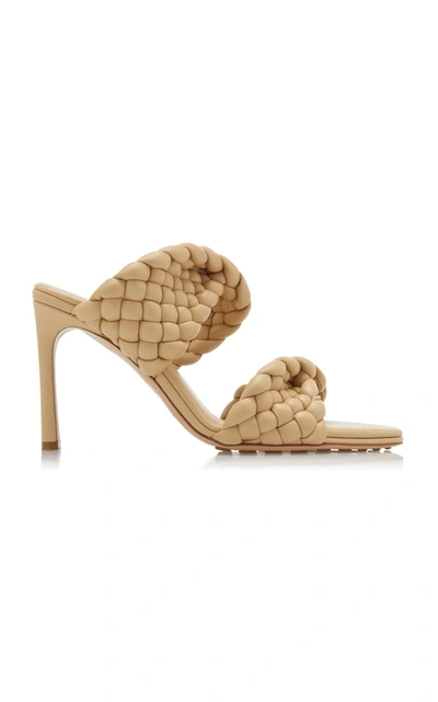 Bottega Veneta Yellow Intrecciato Curve Heeled Sandals