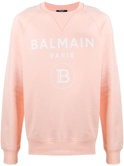 Balmain Logo-print Cotton-jersey Sweatshirt In Orange