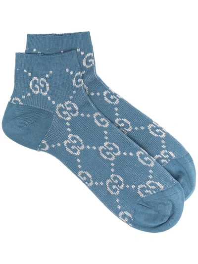 Gucci Gg Lurex Jacquard Cotton Blend Socks In Pink & Purple
