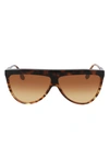 Victoria Beckham 65mm Oversize Gradient Flat Top Sunglasses In Striped Havana/ Burnt Gradient