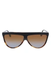 Victoria Beckham 65mm Oversize Gradient Flat Top Sunglasses In Black/ Tortoise/ Blue Gradient