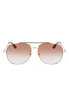 Victoria Beckham 59mm Gradient Navigator Sunglasses In Gold/ Wine Gradient