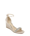 Jewel Badgley Mischka Women's Peggy Wedge Evening Sandal Women's Shoes In Champagne Satin