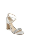Jewel Badgley Mischka Women's Penny Crisscross Strap Block Heel Evening Sandals In Silver