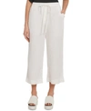 DKNY DRAWSTRING WIDE-LEG CROPPED LINEN PANTS