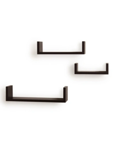 Danya B . Floating 'u' Laminated Walnut Veneer Shelves In Dark Brown