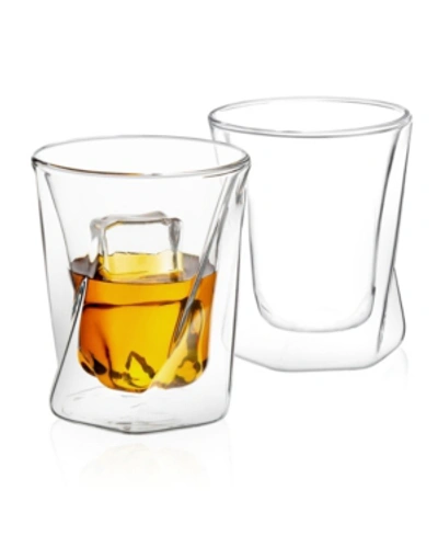 Joyjolt Lacey Double Wall Whiskey Glasses Set Of 2 In Clear